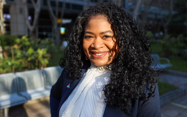 Mia Pressley poses outside the Georgia Experience Center
